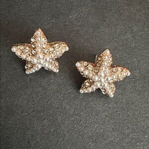 Pearl Earrings, Beach Starfish Design